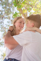 Fototapeta premium Engagement photo session at Cococay, Bahamas