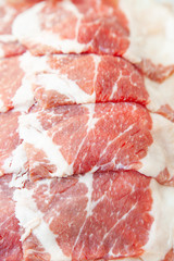 Freshness sliced raw beef in food container