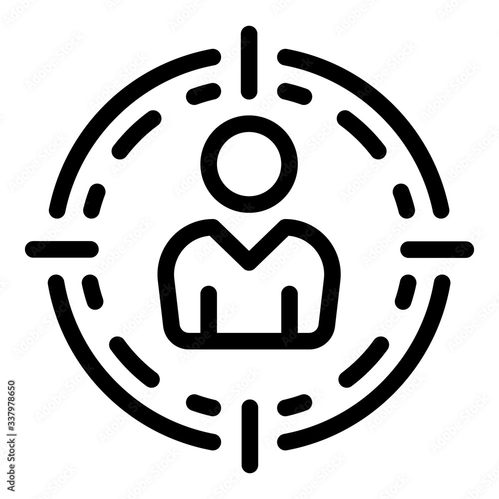 Poster targeted client icon. outline targeted client vector icon for web design isolated on white backgroun