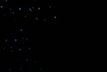 Dark Blue, Green vector background with triangles, circles, cubes.
