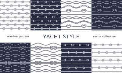 Nautical rope seamless patterns. Yacht style design. © DDOK