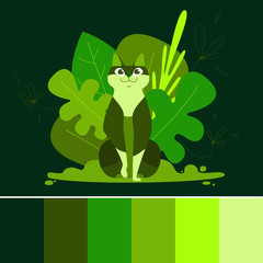 Lovely cat concept illustration. Spring background.