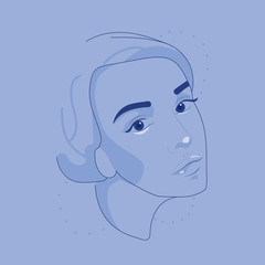 Beautiful woman. Close-up portrait of a elegant lady. Vector illustration.