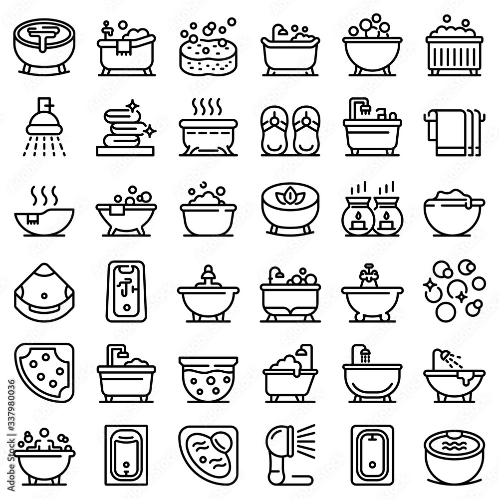 Aufkleber jacuzzi icons set. outline set of jacuzzi vector icons for web design isolated on white background