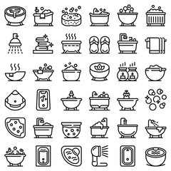 Jacuzzi icons set. Outline set of jacuzzi vector icons for web design isolated on white background
