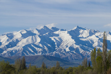 Mountain Landscape. Blue mountains of Kyrgyzstan