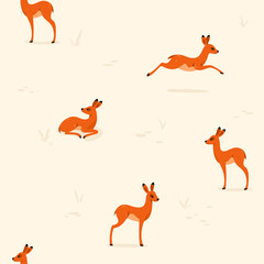 Motif animal à la mode sans couture simple avec des cerfs. Illustration vectorielle de dessin animé.