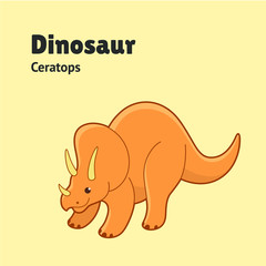 Cartoon dinosaur - ceratops. Cute character for children. Vector illustration in cartoon style.