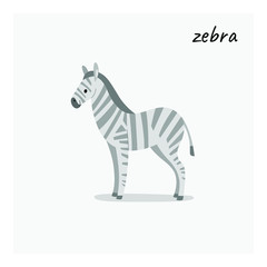Cartoon zebra - cute character for children. Vector illustration in cartoon style.