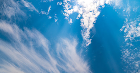 Fantastic blue sky background with clouds. panorama. Sky daylight