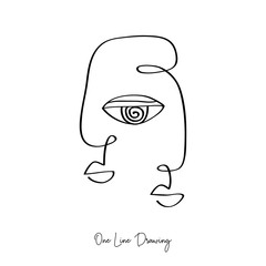 Fashion One line drawing two faces