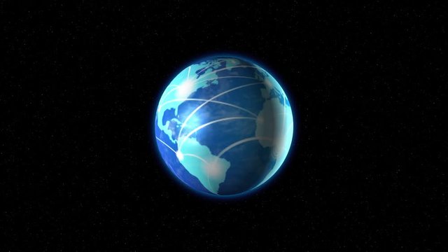 The earth with tracks rotates in space