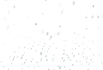 Light BLUE vector template with musical symbols.