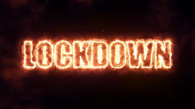 Lockdown text message in hot fire animation	