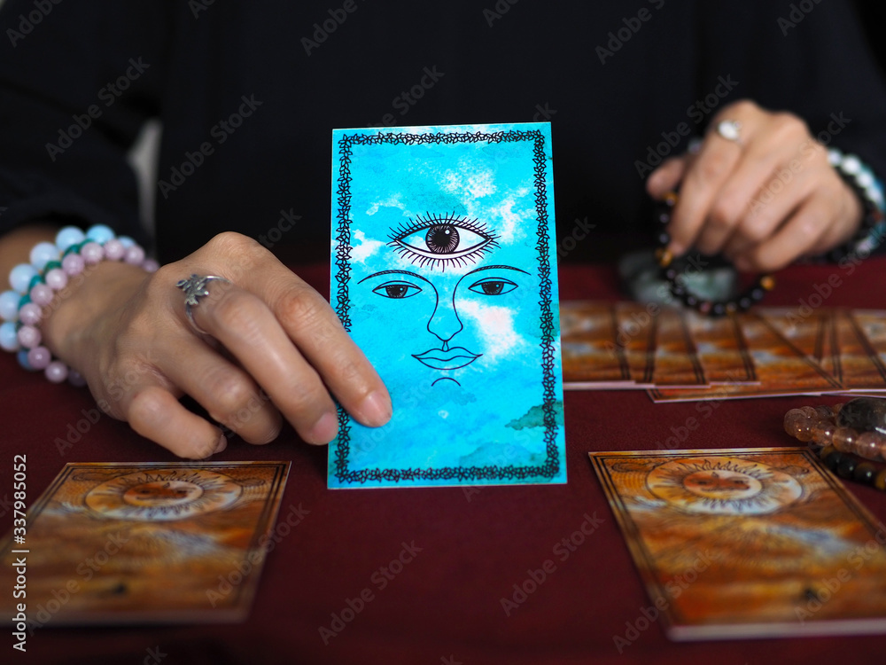 Canvas Prints tarot card reading third eye fortune teller astrologer divination selected focus