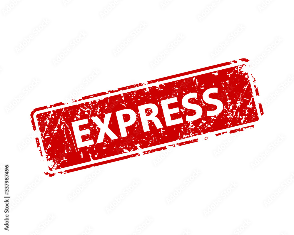 Poster express stamp vector texture. rubber cliche imprint. web or print design element for sign, sticker, 