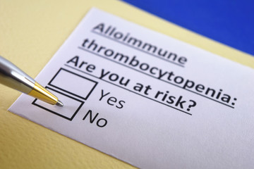 Obraz premium One person is answering question about alloimmune thrombocytopenia.
