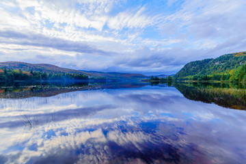 Sunset view of Monroe Lake, in Mont Tremblant National Park
