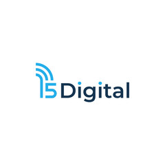 logo design combination of letter number 15 D with a signal symbol
