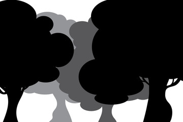 Vector silhouette of trees on white background. Symbol of forest.