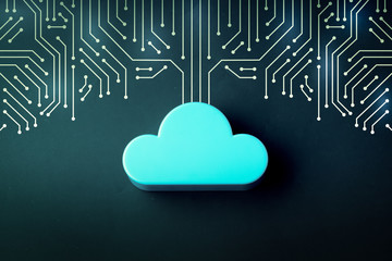 Cloud icon on abstract background mainboard  illustration