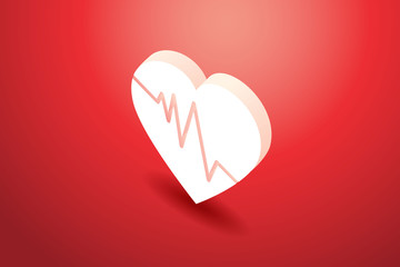 Heart beat in background red at light falls. icon for medical, illustration Vector