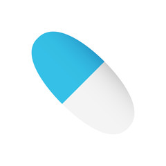 White and blue pill vector illustration isolated on a white background