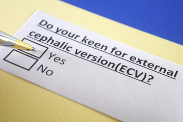 Fototapeta premium One person is answering question about external cephalic version.