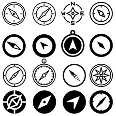 Compass icon vector set. adventure illustration sugn collection.