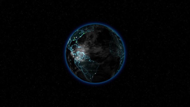 Earth with neon borders in space
