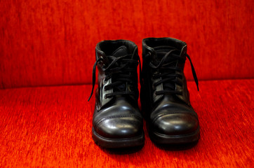 Old Black Leather Boots, Vintage
