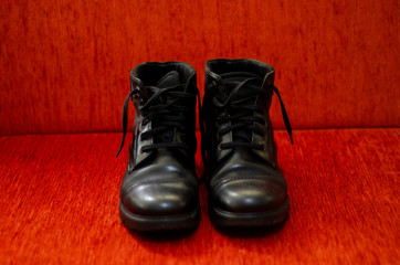 Old Black Leather Boots, Vintage