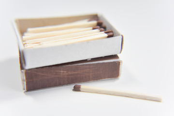 Box of matches on the white background