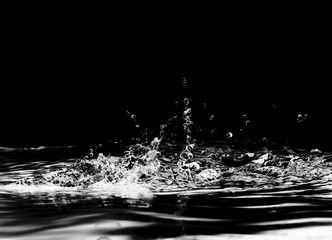 Eau clapotant sur fond noir 