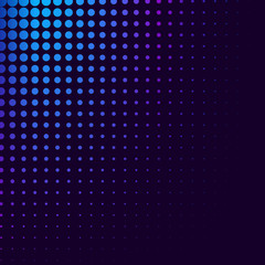 Halftone gradient pattern. Halftone dots colorful texture for your design. Abstract neon dark blue background. Vector illustration