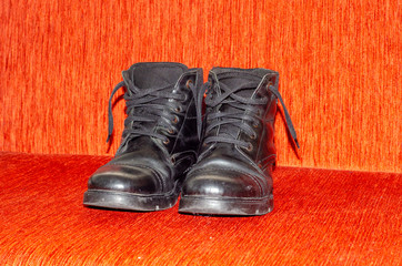 Old Black Leather Boots, Vintage