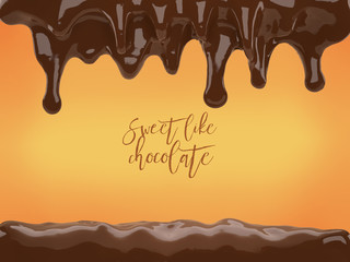 3d illustration of isolated liquid chocolate dripping template with clipping path