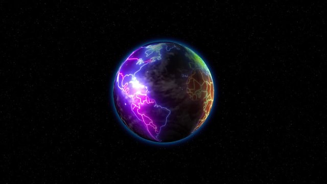 Land with colorful neon borders