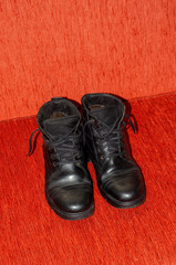 Old Black Leather Boots, Vintage