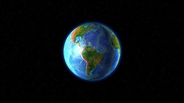 The earth with green continents rotates