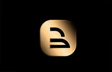 gold metal B alphabet letter logo icon design for company and business