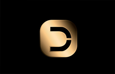 gold metal D alphabet letter logo icon design for company and business