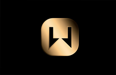 gold metal W alphabet letter logo icon design for company and business