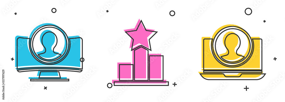 Poster set create account screen, star and create account screen icon. vector