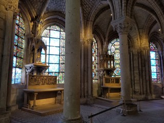 The interior of Rayonnant Gothic choir of Basilica Cathedral of Saint-Denis, Paris, France