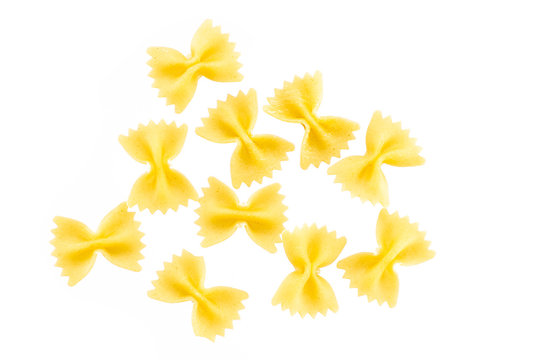 farfalle pasta isolated on black or white background