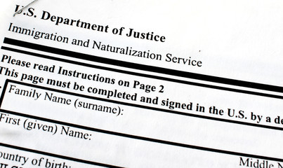 Empty part of USA I-20 immigration form for students with visa
