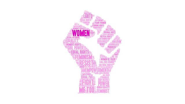 Women animated word cloud on a white background. 