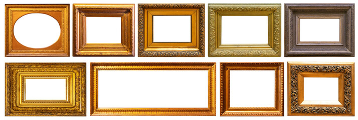 Set of frame frames picture gold silver tree.