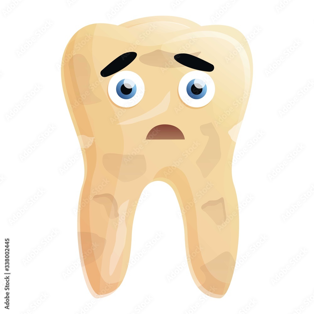 Poster scared sick tooth icon. cartoon of scared sick tooth vector icon for web design isolated on white ba
